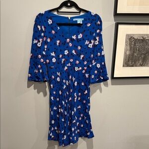 Draper James Blue Floral A-Line Bell Sleeve Dress